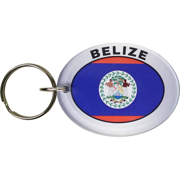 Belize Flag Double-sided Oval Acrylic Keychain