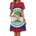 thumbnail image 1 of Belize Flag Dress Fashion Beach Short Sleeve Dresses Female Party Printed Sundress, 1 of 7