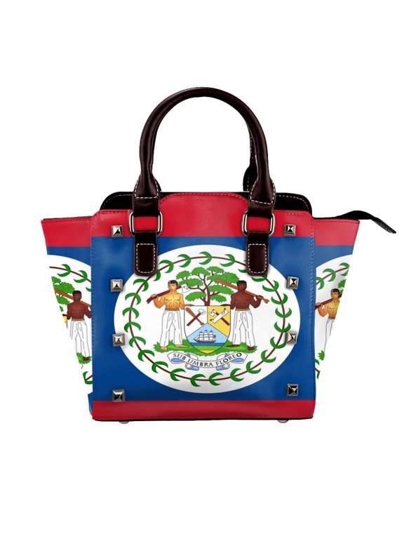 Belize Flag Rivet Fashion One-Shoulder Women's Handbag Tote Bag