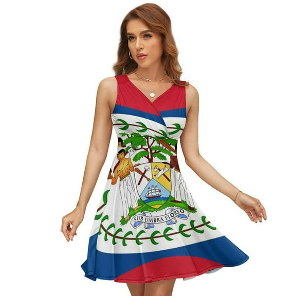 Belize Flag Sleeveless Dress Women Summer Evening Dresses Ladies Sundress
