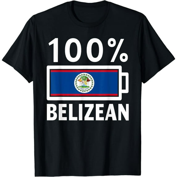 Belize Flag T-Shirt | 100% Belizean Battery Power Tee T-Shirt