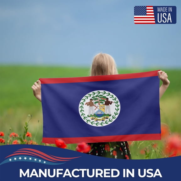 Belize Outdoor Flag (1x1.5ft) by DreamController - Durable, Fade-Resistant Polyester, Double-Stitched, Brass Grommets - HD Printed Central America Flag - Made in USA