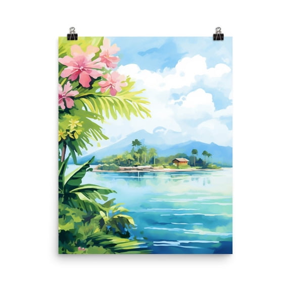 Belize Print, Tropical Caribbean Coastal Wall Art, Central America Poster, Green Jungle Decor, Seaside Landscape Travel Home Decor #3389, Unframed Poster Size 8x12