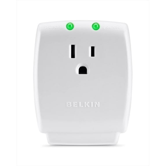 Belkin 1-Outlet SurgeCube Portable Wall Tap with Ground & Protected Light Indicators - For Home, Office, Travel