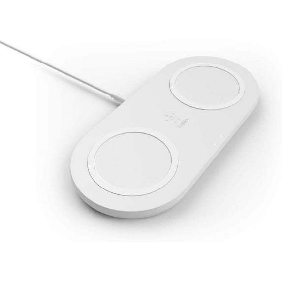Belkin 10W Qi Dual Wireless Charging Pad with UK Plug White - WIZ002myWH