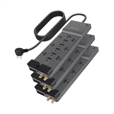 Belkin 12 Outlet Home and Office Surge Protector with 8ft Power Cord - 3 pack - 3940 Joules