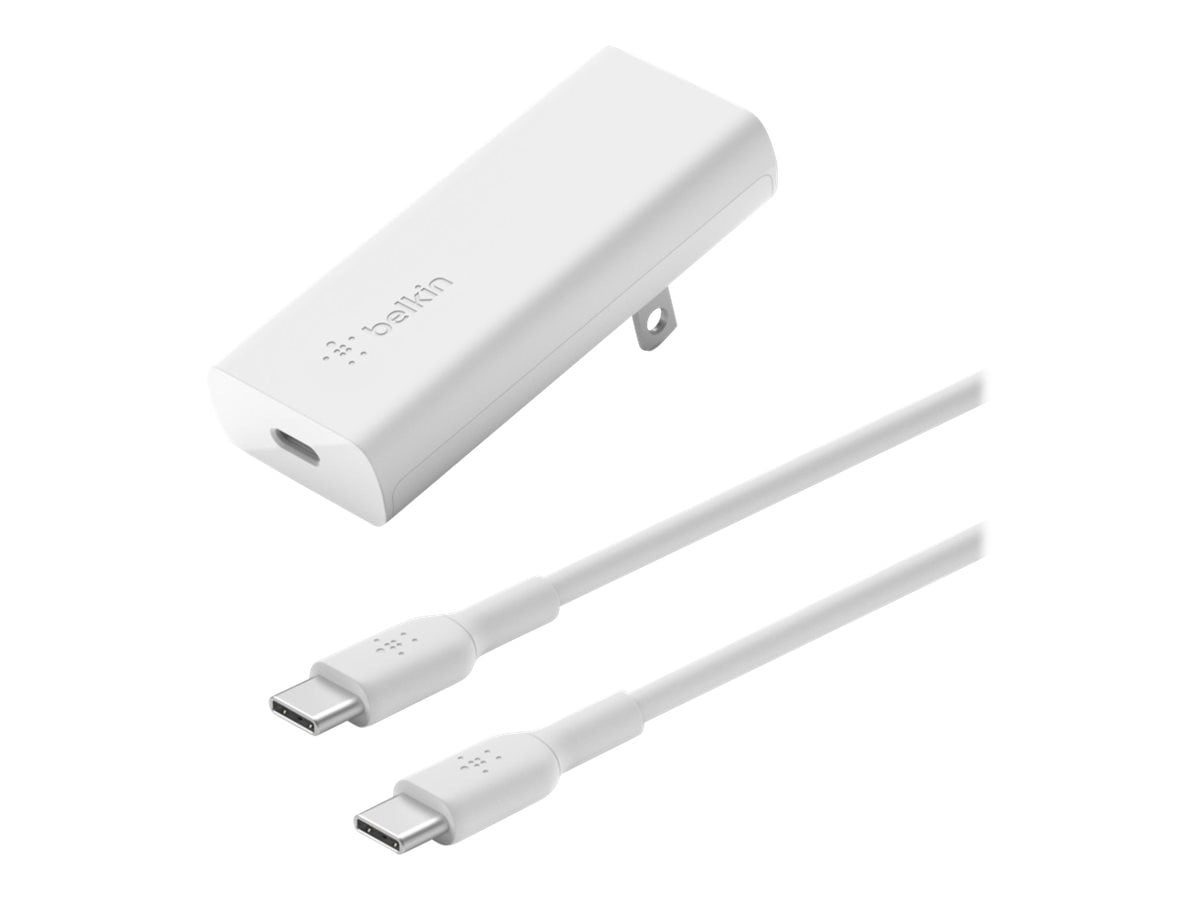 Belkin BoostCharge Pro - - GaN technology - 20 Watt - Fast Charge, PD (24 pin USB-C) - on cable: USB-C - white