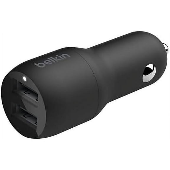 Belkin 24 Watt Dual USB Car Charger - 2 12W USB A Ports with Fast Charging for Apple iPhone 14, 14 Pro, 14 Pro Max, iPhone 13, 13 Pro, 13 Pro Max, Samsung Galaxy, AirPods & More - USB-C Charger