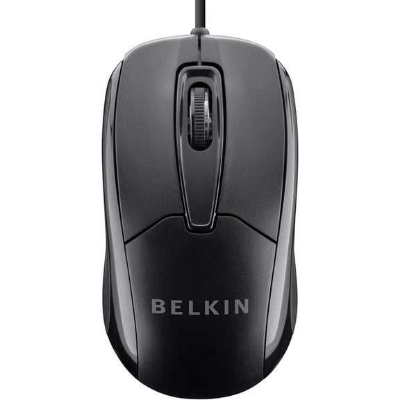 Belkin 3-Button Wired USB Optical Mouse with 5-Foot Cord, Compatible with PCs, Macs, Desktops and Laptops, Black - F5M010qBLK