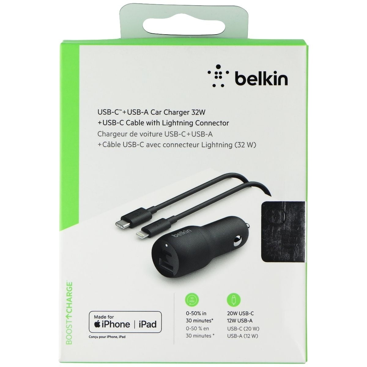 Chargeur de voiture USB-C 30 W, Belkin