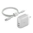 thumbnail image 1 of Belkin 40W Dual USB-C Wall Charger with USB-C to USB-C Cable – Fast Charging Adapter for iPhone 15/16, Samsung Galaxy, Google Pixel, iPad, AirPods & More – Silver, 1 of 8