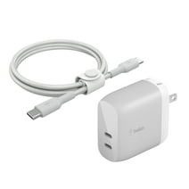 Belkin 40W Dual Port USB-C Wall Charger, USB Type C Cable included Charging for iPhone 15, 15 Plus, 15 Pro, 15 Pro Max, 14, 14 Pro, 14 Pro Max, iPhone 13 Series, Galaxy S23 Ultra, iPad, AirPods & More