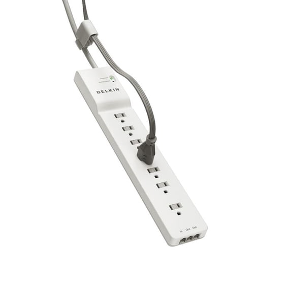 Belkin 7-Outlet Surge Protector Power Strip 2320 Joules 6ft cord - White