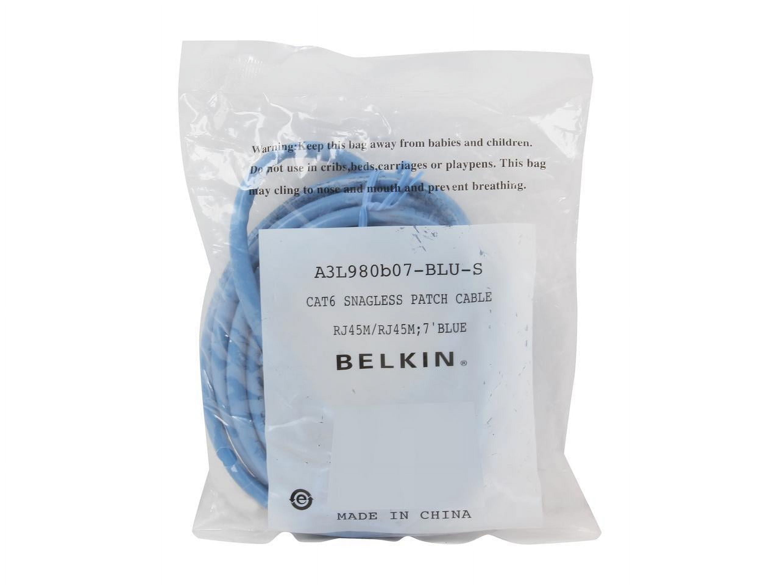 Belkin 7ft CAT6 Ethernet Patch Cable Snagless RJ45 M/M Blue - patch cable - 7 ft - blue - B2B
