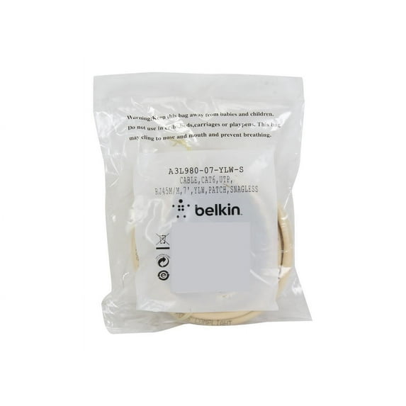 Belkin 7' CAT-6 RJ-45 Ethernet Patch Cable Yellow (A3L980-07-YLW-S)
