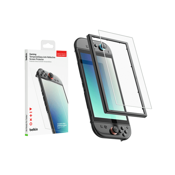 Belkin TemperedGlass Anti-Reflective Screen Protector for Nintendo Switch 2-9H Hardness, Slim, Scratch-Resistant - Includes Easy Align Frame for Bubble Free Application - Gaming Essentials