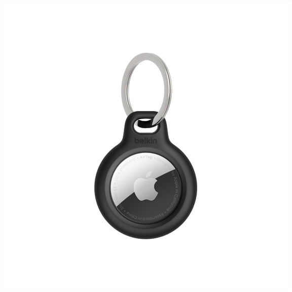Belkin Apple AirTag Secure Holder with Key Ring - Durable Scratch Resistant Case With Open Face & Raised Edges - Protective AirTag Keychain Accessory For Keys, Pets, Luggage, Backpacks - Black
