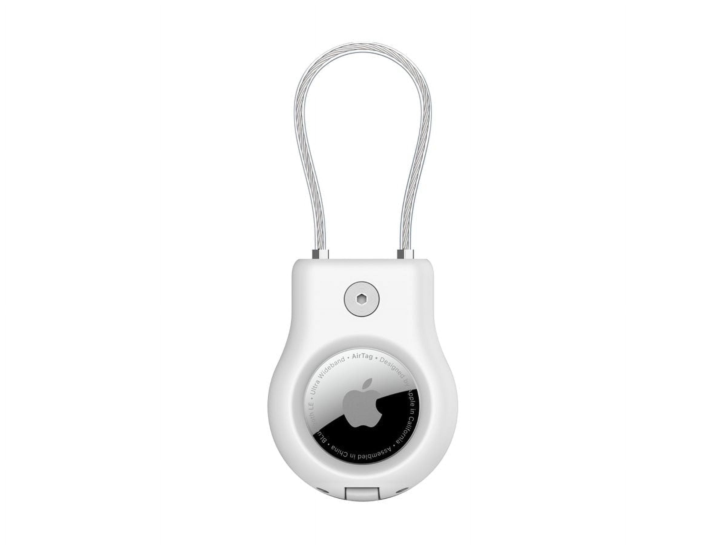 Belkin Apple AirTag Secure Holder With Wire Cable - AirTag Holder - Lock \u0026 Protect Air Tags In Durable Scratch Resistant Case - Protective AirTag Keychain Accessory For Keys, Luggage \u0026 More White