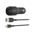 thumbnail image 1 of Belkin 24 Watt Dual USB Car Charger - 2 12W USB A Ports with Micro-USB Cable for Fast Charging Apple iPhone 14, 14 Pro, 14 Pro Max, iPhone 13, Samsung Galaxy, AirPods & More - USB-C Charger, 1 of 10