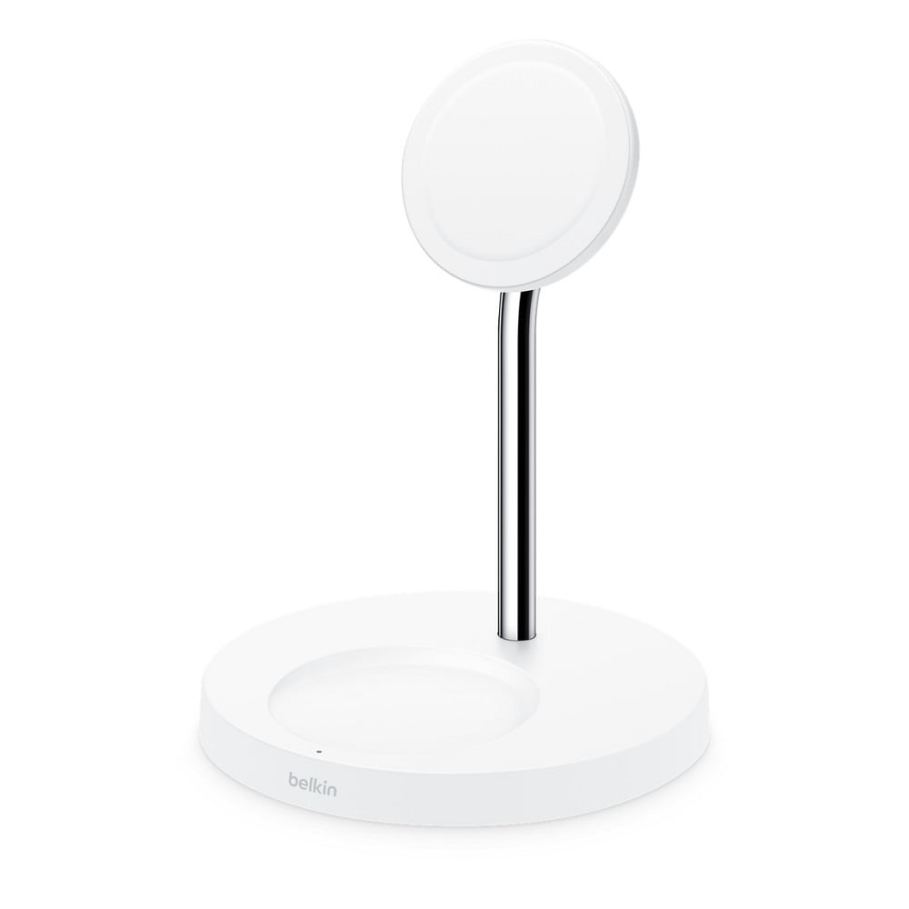 Belkin BOOSTCHARGE PRO 2-in-1 Wireless Charger Stand with MagSafe - White 