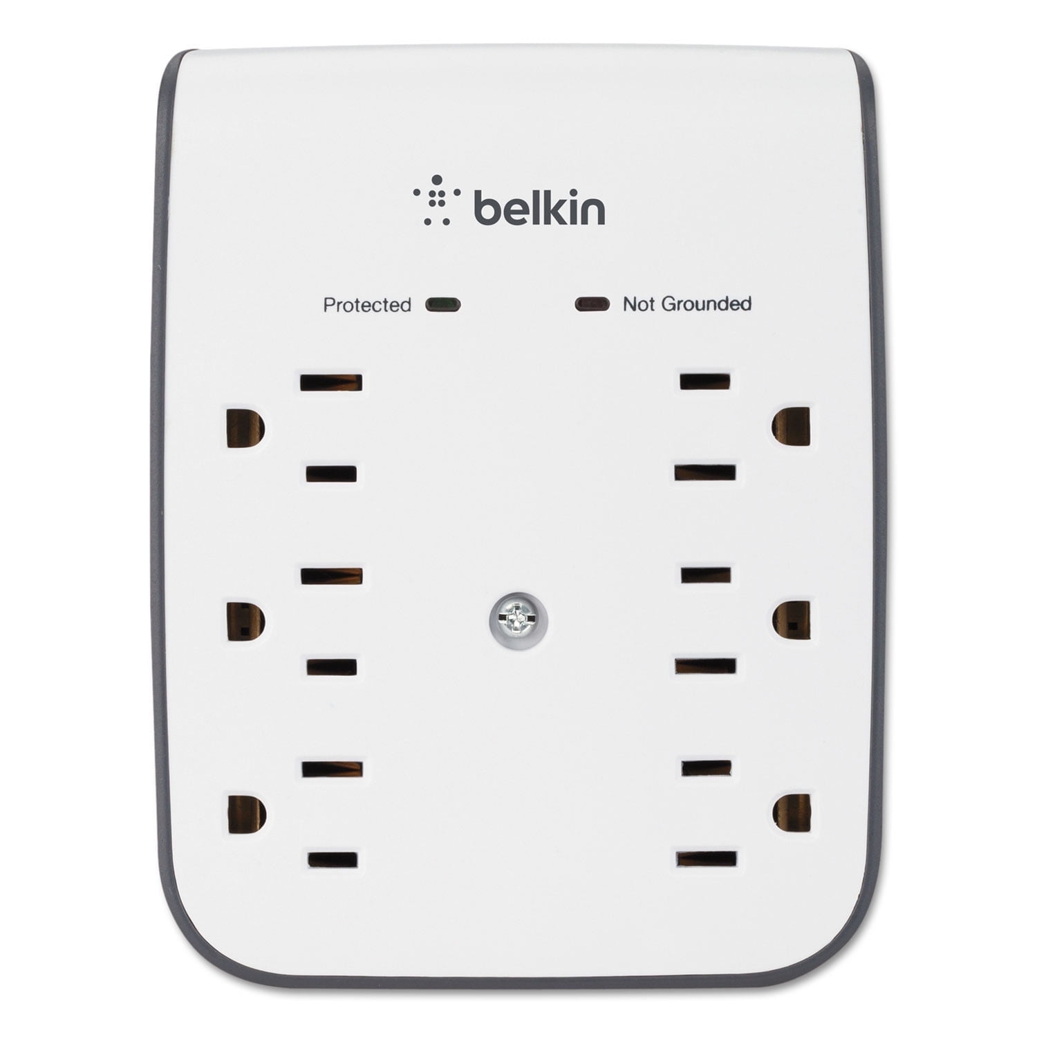 Belkin BSV602TT SurgePlus 900 J USB Wall Mount Charger with 6 AC Outlets and 2 USB Ports - White/Black