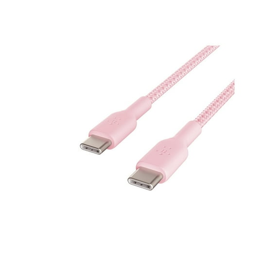 Belkin BoostCharge (2M/6.6ft) Braided USB-C to USB-C Cable for iPhone 16, iPhone 16 Pro, iPhone 16 Pro Max, Galaxy S25, S24, Note, Pixel 9 & 8, iPad Pro, Nintendo Switch 2 & More - Pink