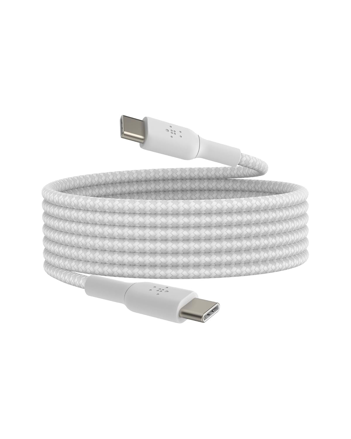 Belkin BoostCharge (2 M/6.6ft) Braided USB-C to USB-C Cable for iPhone 16, iPhone 16 Pro, iPhone 16 Pro Max, Galaxy S25, S24, Galaxy Note, Pixel 9 & 8, iPad Pro, Nintendo Switch 2 & More - White