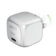 Belkin BoostCharge 30W Cubic Wall Charger, USB-C Power Delivery Fast Charging for Apple iPhone 16,15, 14 Series Models, Samsung Galaxy S24, iPad, AirPods , and More - Silver