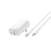 Belkin BoostCharge 42W Dual Port Wall Charger, USB-C + USB-A Charger Fast Charging for iPhone 16, 15, 14, Galaxy S25, iPad, AirPods, Nintendo Switch 2 & More - C to C Cable Included - White