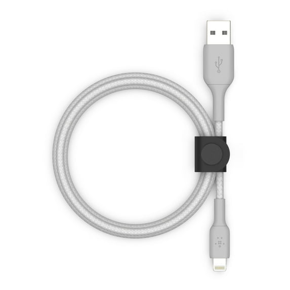 Belkin BoostCharge Braided Lightning Cable - 5FT - MFi Certified Apple iPhone Charger USB to Lightning Cable - iPhone Cable - iPhone Charger Cord - Apple Charger - USB Phone Charger - Silver