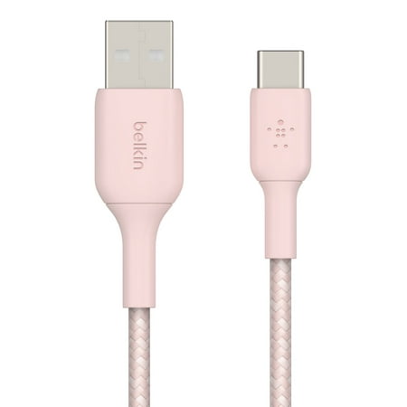 Belkin BoostCharge Braided USB-C to USB-C Cable (5ft) for iPhone 15, iPhone 15 Pro, iPhone 15 Pro Max, iPhone 15 Plus, Galaxy S23, S22, Note10, Note9, Pixel 7, Pixel 6, iPad Pro, & More - Rose Gold