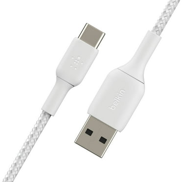 Belkin BoostCharge Braided USB-C to USB-A Cable (3.3ft), White, 1 Count, 1 Pack iPhone 15 Series, Samsung Galaxy S24 Series, Note20, Google Pixel 7 & 8, iPad Pro, Nintendo Switch, & More - White