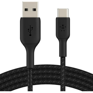 Belkin BoostCharge Braided USB-C to USB-A Cord (1M/3.3ft) for iPhone 16 Series, Samsung Galaxy S24 Series, Note20, Google Pixel 7 & 8, iPad Pro, Nintendo Switch, & More - Black