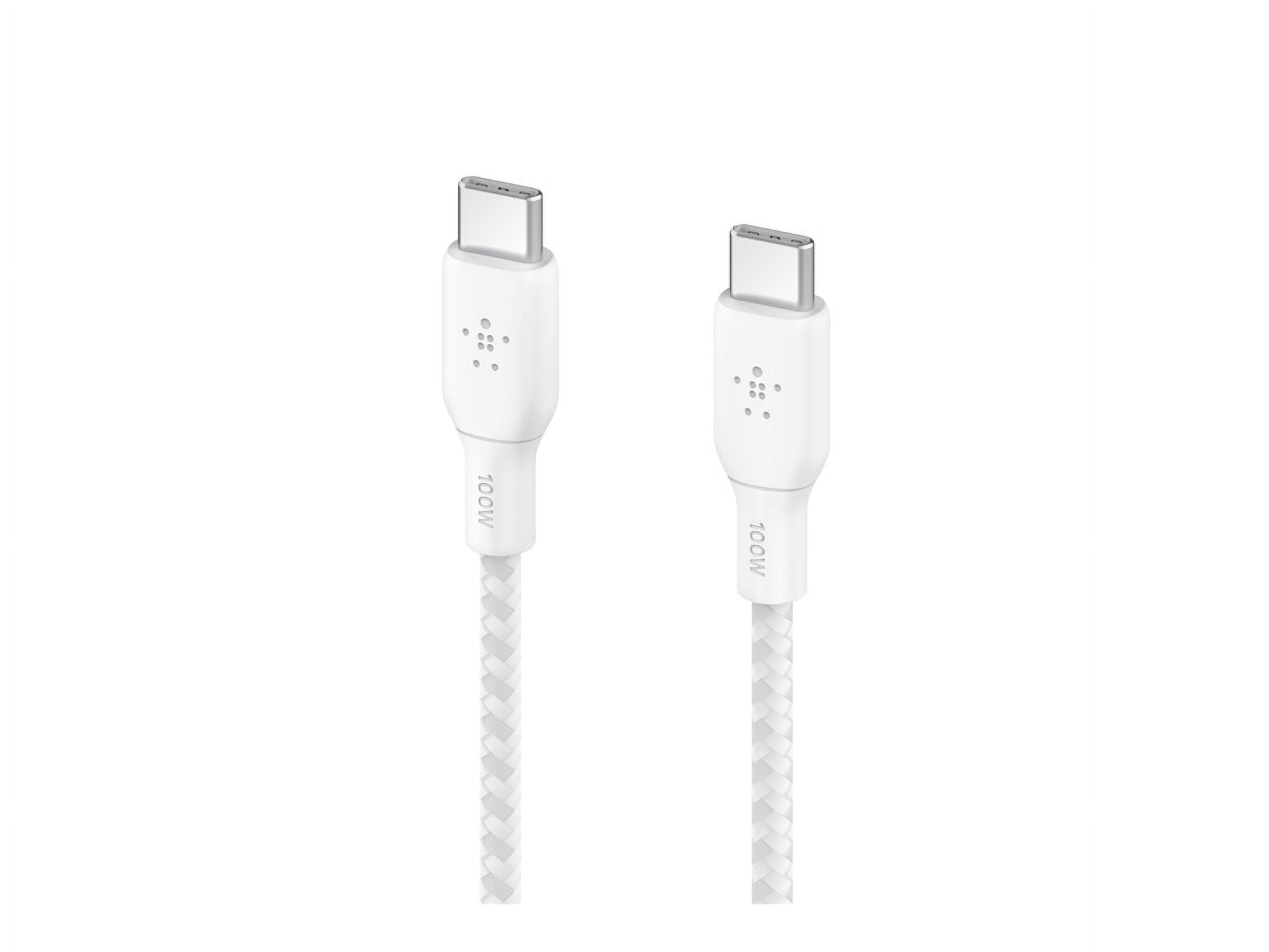Belkin BoostCharge USB-C to USB-C Cable 2-Pack, 6.6ft, 100W PD – Fast Charging for iPhone 16, MacBook, Galaxy S25, Pixel, Nintendo Switch 2 – White