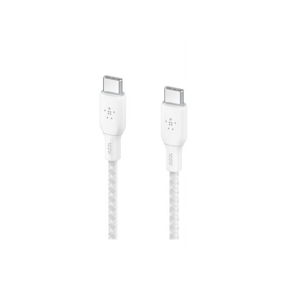 Belkin BoostCharge USB-C to USB-C Cable 2-Pack, 6.6ft, 100W PD Fast Charging for iPhone 16, MacBook, Galaxy S25, Pixel, Nintendo Switch 2 White