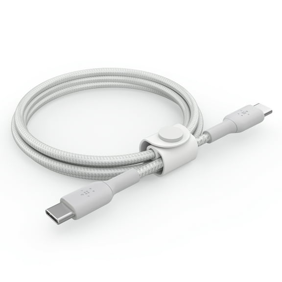 Belkin BoostCharge Braided USB-C to USB-C Cable (5ft) for iPhone 16, iPad Pro, S25 & More - Silver