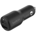 thumbnail image 1 of Belkin BoostCharge 42-Watt Dual Port Fast Car Charger w/30W USB-C & 12W USB-A Ports, USB-C to C Cable Included for iPhone 16, 16 Pro, Galaxy S25, S24, Pixel 9 & 8, Nintendo Switch 2 & More - Black, 1 of 6