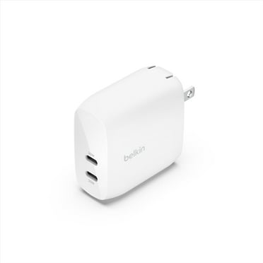 Belkin BoostCharge Dual USB-C Wall Charger with PPS 60W for Apple iPad, iPhone, Samsung Galaxy, Google Pixel - White