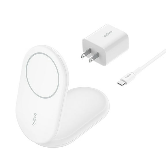 Belkin BoostCharge Magnetic Foldable Wireless Charging Stand with 15-Watt Qi2 (White), WIB007ttWH