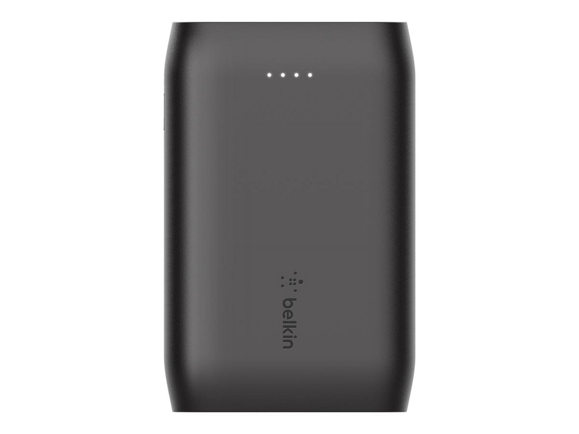 Belkin BoostCharge - Power bank - 10000 mAh - 15 Watt - 2.4 A - 3 output connectors (2 x USB, 24 pin USB-C) - on cable: USB-C - black