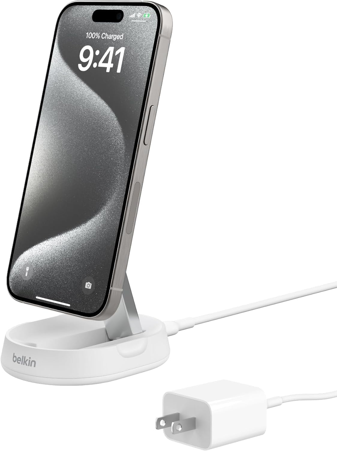 Belkin BoostCharge Pro 15W Convertible Magnetic Charging Stand, MagSafe-Compatible Fast Qi2 Charger for Apple iPhone 16, 16 Plus, 16 Pro, 16 Pro Max, 16e 15, 14 & 13, Apple Airpods Pro - White