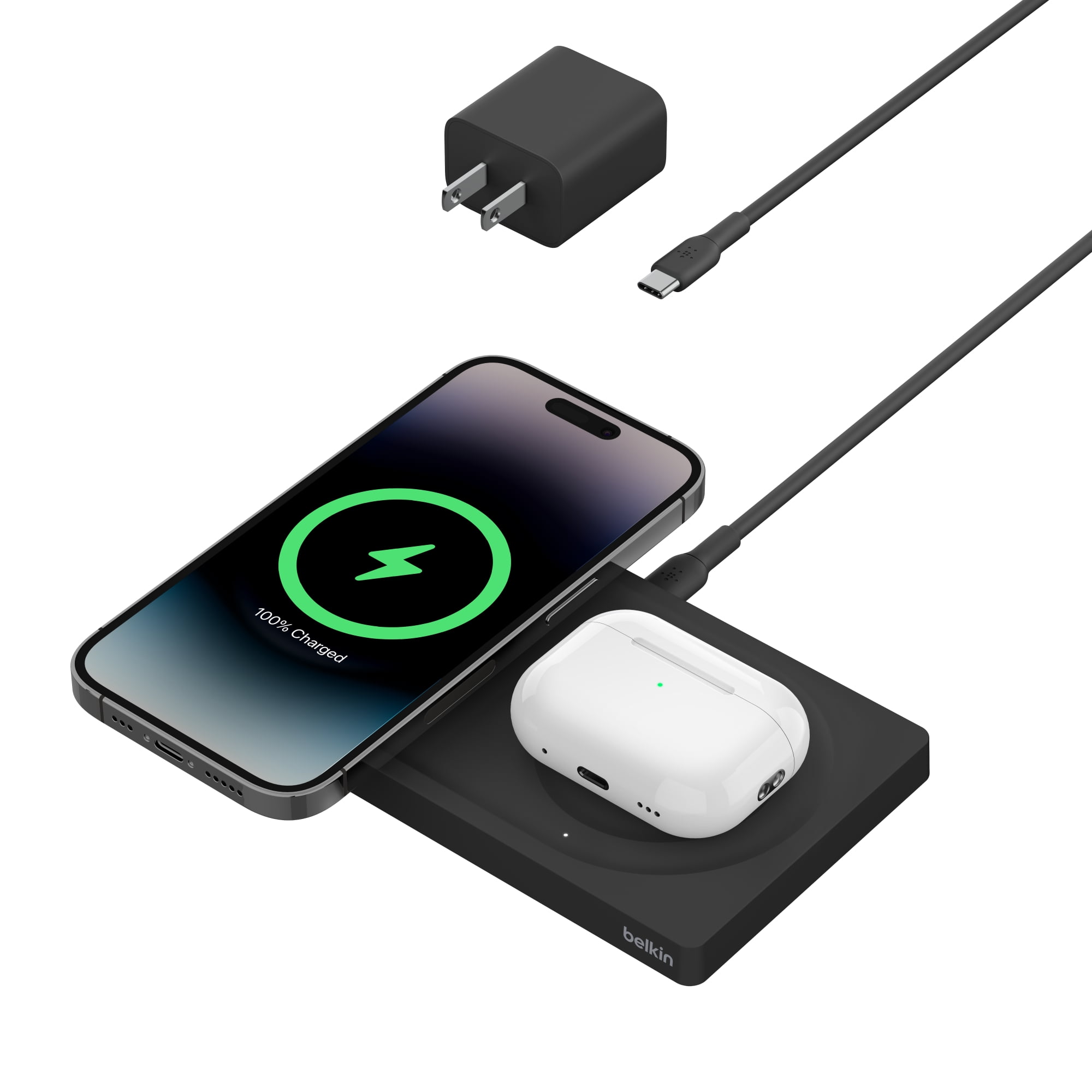 Belkin BoostCharge PRO 3-in-1 Wireless Charger with MagSafe for iPhone 13,  12 + Apple Watch + AirPods (Magnetically Charges iPhone 13 and 12 Models up