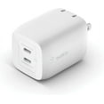 thumbnail image 1 of Belkin 65W Dual USB-C Wall Charger, Fast Charging Power Delivery 3.0 w/ GaN Technology for iPhone 16, 15, 14, 13, Pro, Pro Max, iPad, MacBook, Galaxy S25 Ultra, Nintendo Switch 2 & More - White, 1 of 7