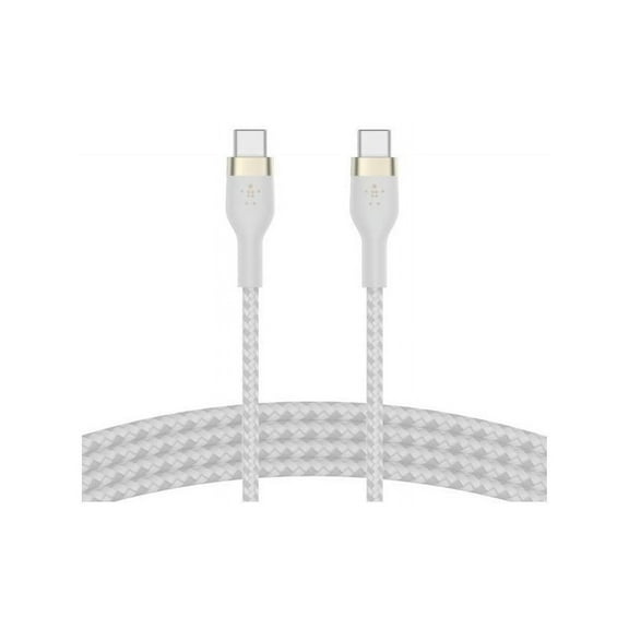 Belkin BoostCharge Pro Flex Braided USB-C to USB-C Charger Cable (2M/6.6FT), USB-IF Fast Charging Cable for iPhone 16 Series, MacBook Pro, iPad Pro, Galaxy S25, S24, Nintendo Switch 2 & More - White