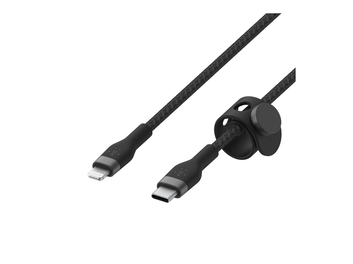 Belkin BoostCharge Pro Flex Braided USB Type C to Lightning Cable (2M/6.6ft), MFi Certified 20W Fast Charging PD Power Delivery for iPhone 14, iPhone 13, 12, 11, Pro, Max, Mini, SE, iPad - Black