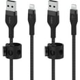 thumbnail image 1 of Belkin BoostCharge Pro Flex Braided USB Type A to Lightning Cable (1M/3.3FT), MFi Certified Charging Cable for iPhone 13, 12, 11, Pro, Max, Mini, SE, iPad and More, 2-Pack, Black, 1 of 6