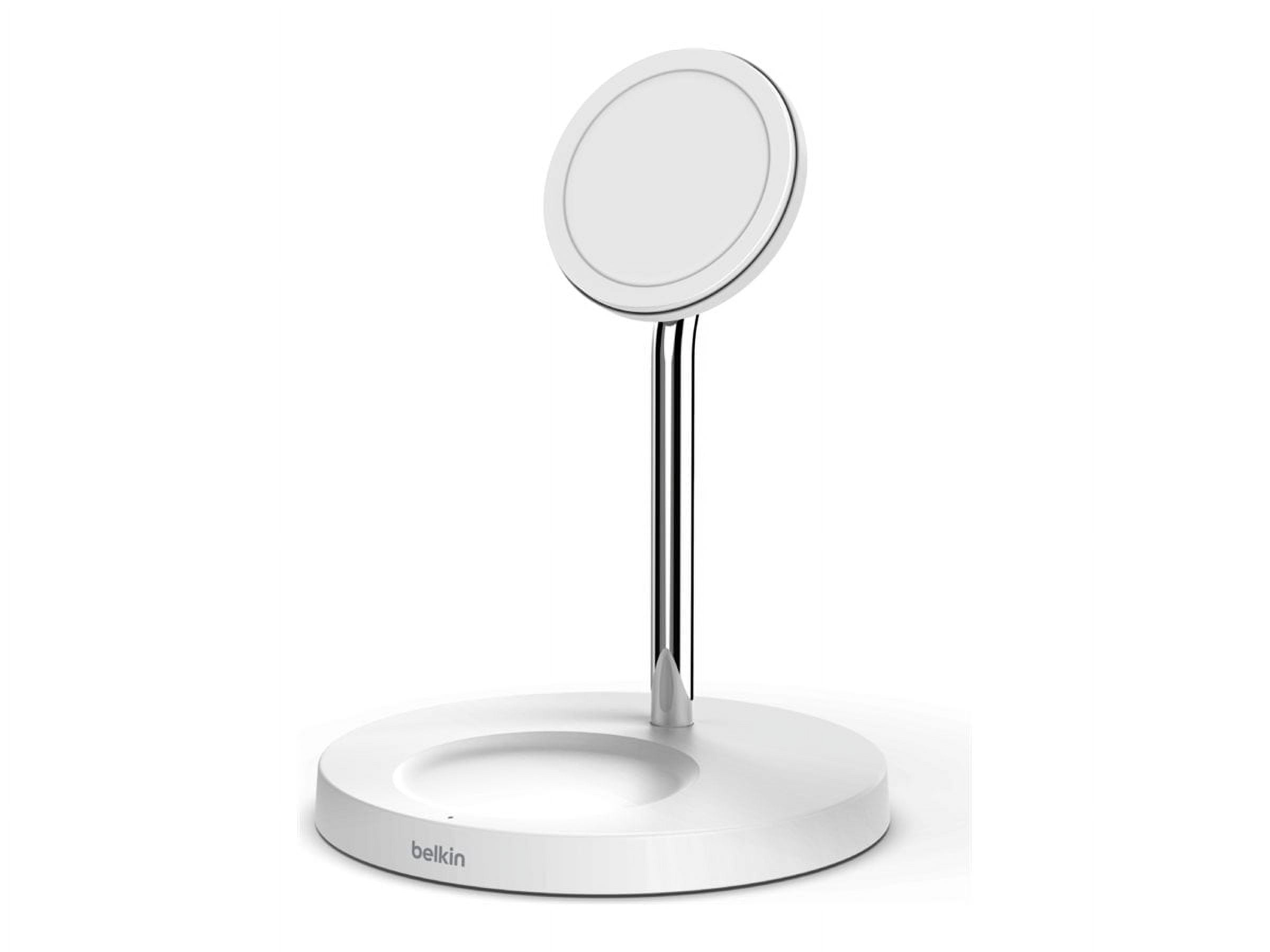 Open Box Belkin BoostCharge Pro MagSafe 2-in-1 - Wireless charging stand + AC power adapter - 15 Watt - Fast Charge - white - for Apple AirPods; AirPods Pro; iPhone 12, 12 mini, 12 Pro, 12 Pro Max