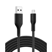 Belkin Eco USB A to Lightning Cable 10 ft. - Soft, Braided, Flexible Cable, Fast Charging iPhone Charger Cord for iPhone 14 & Earlier Series, iPad 9th Gen, & AirPods, Travel Essentials - Black