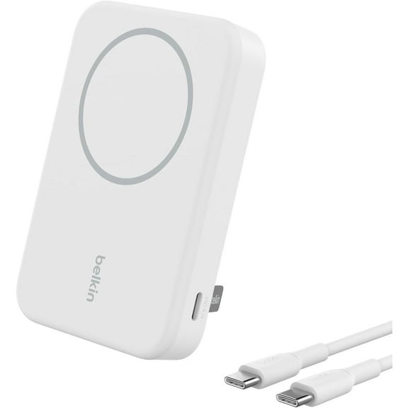 Belkin BoostCharge Pro Wireless Power Bank 8K w/ Qi2, MagSafe Compatible + Built-in Pop-up Kickstand - Compatible w/iPhone 16, 16 Plus, 16 Pro, 16 Pro Max, iPhone 15, iPhone 14, and More - White
