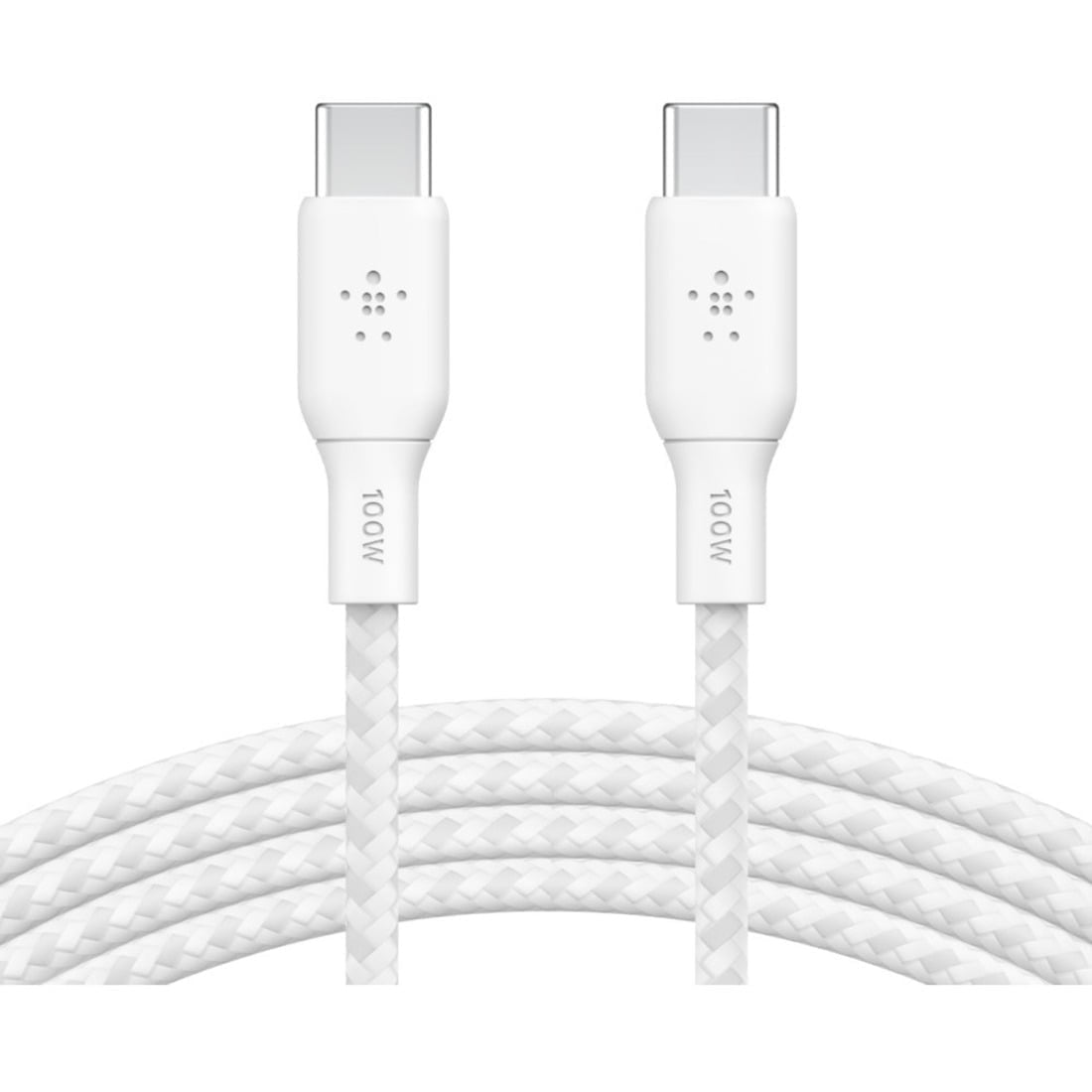 Belkin BoostCharge Braided USB-C to USB-C (2M/6.6ft) Fast Charging Cable 100W Power Delivery USB-IF for iPhone 16 Series, MacBook, iPad, Galaxy S25 Series, Pixel, Nintendo Switch 2 & More - White